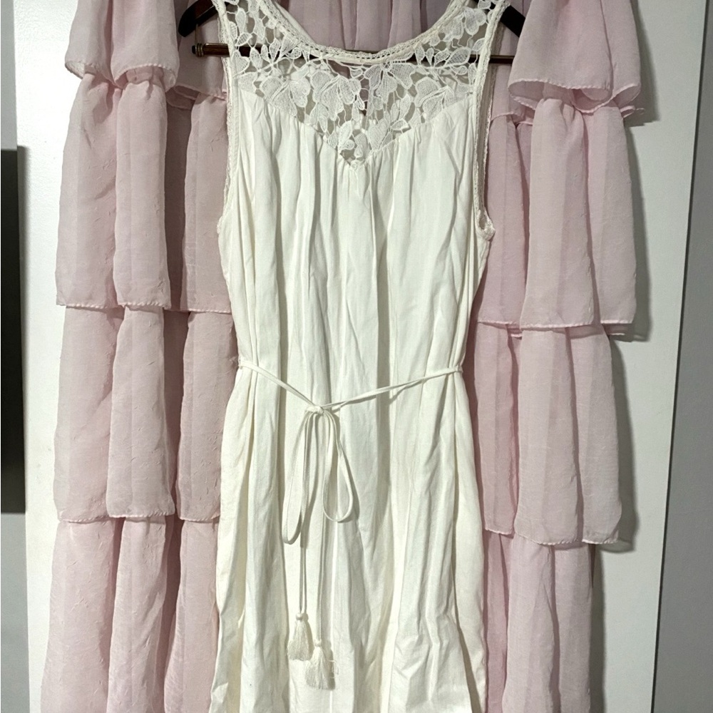 Knox Boho Crochet Yoke White Sleeveless Dress